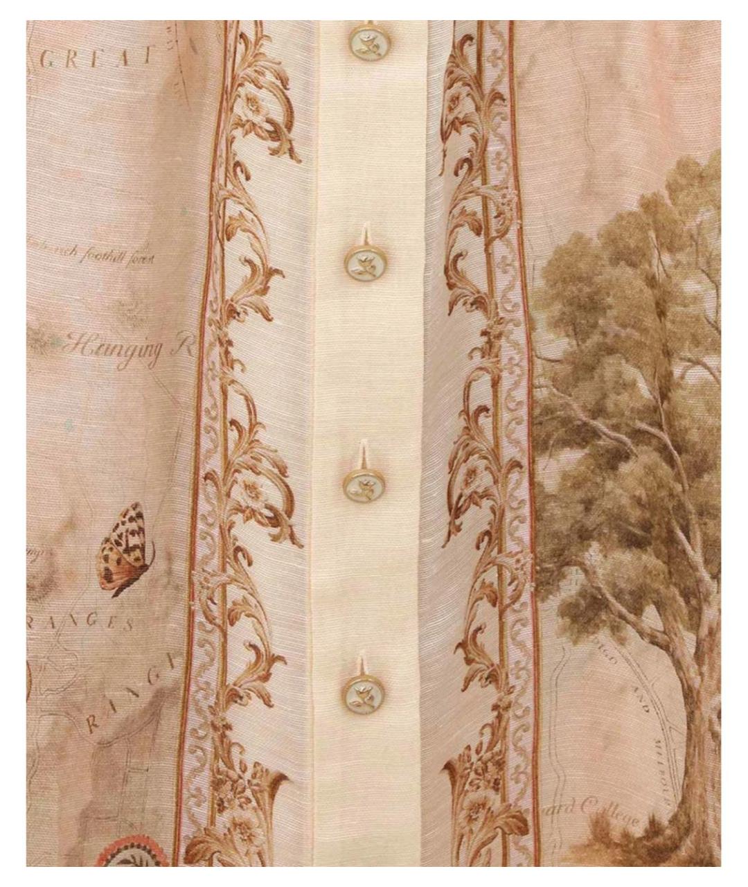 ZIMMERMANN Бежевое хлопковое коктейльное платье, фото 5