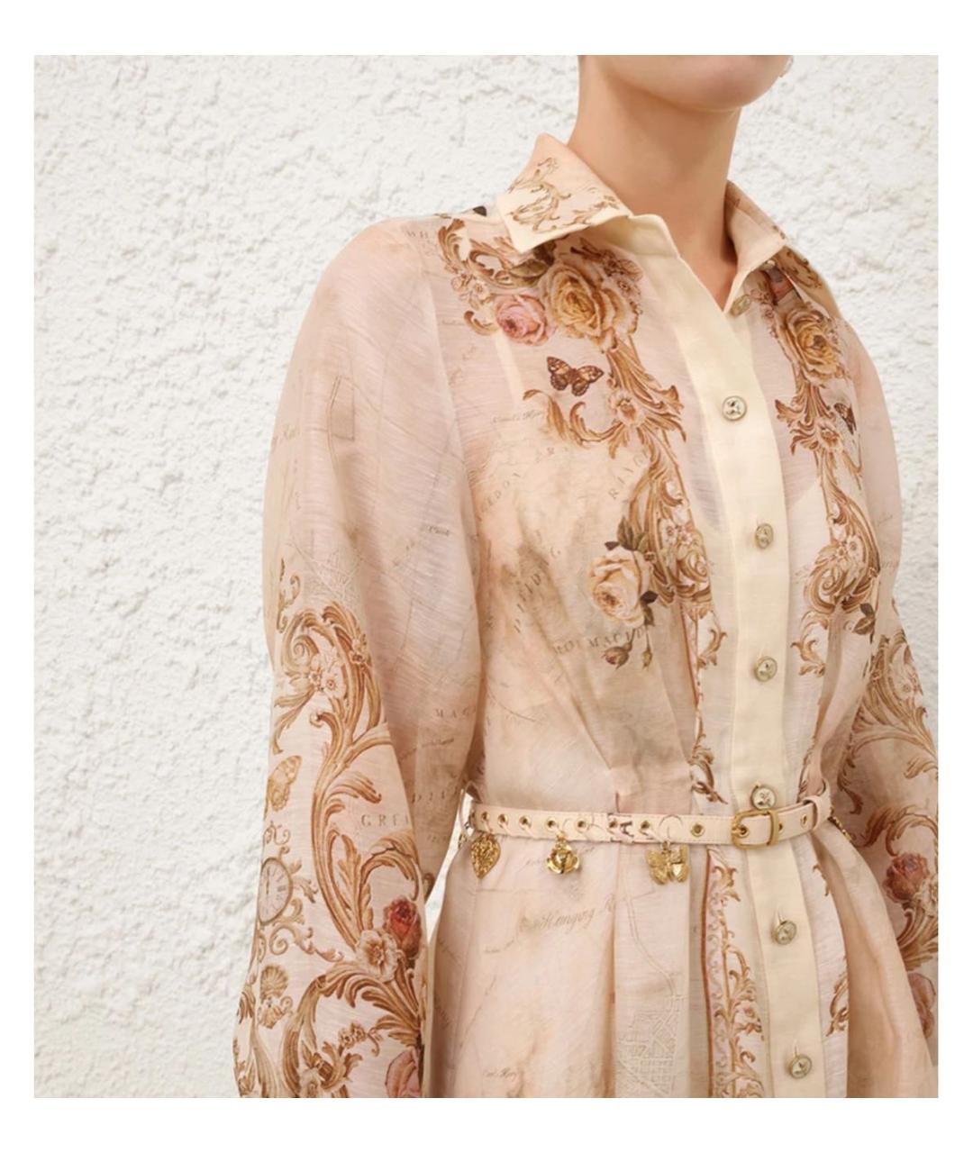 ZIMMERMANN Бежевое хлопковое коктейльное платье, фото 4