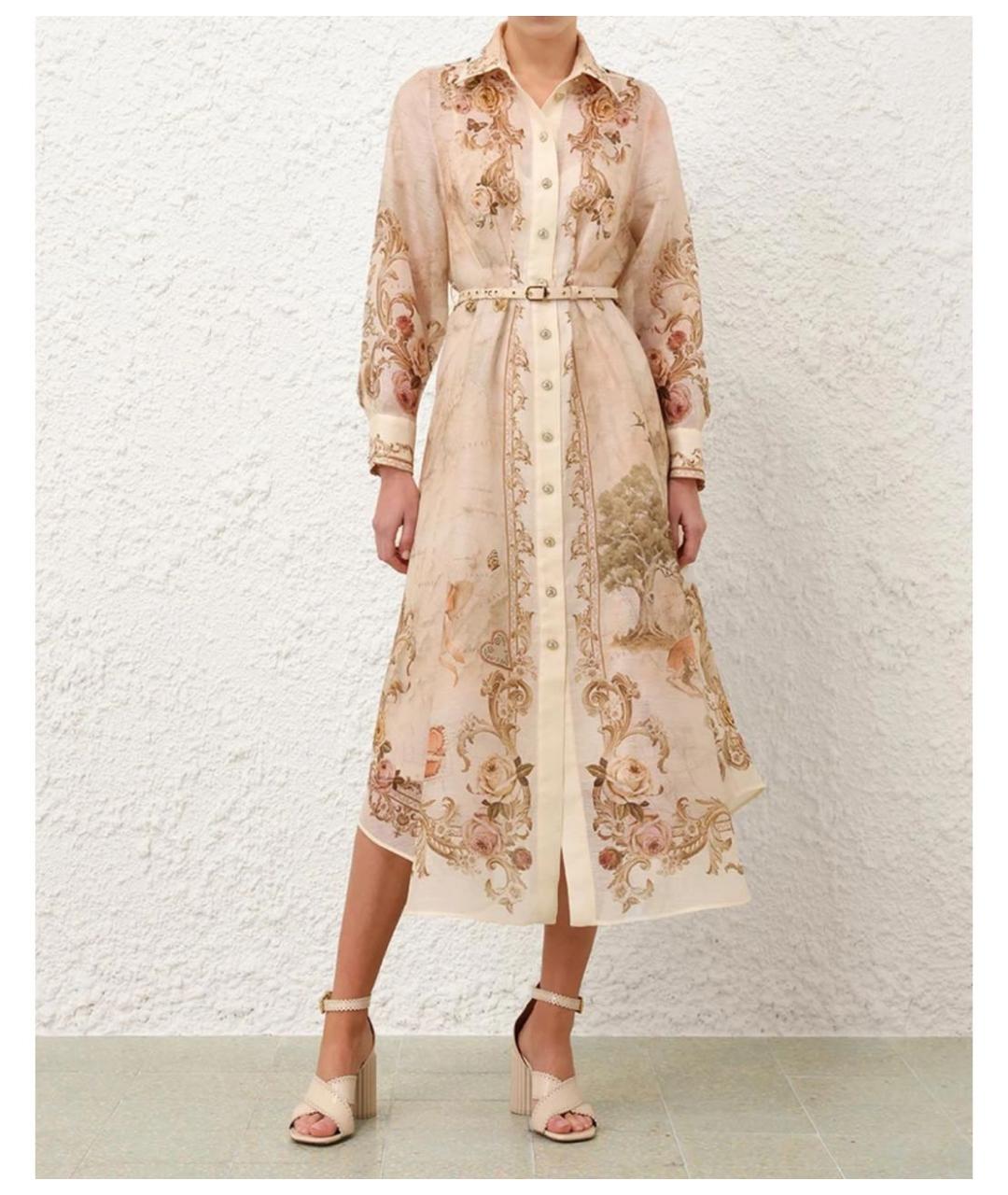 ZIMMERMANN Бежевое хлопковое коктейльное платье, фото 3