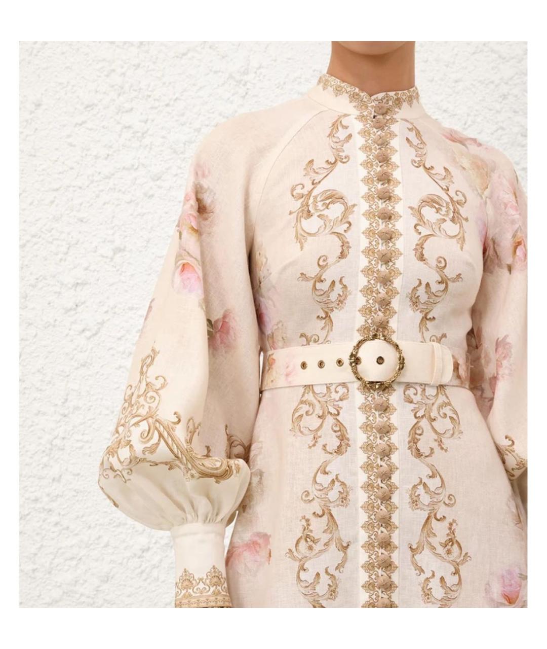 ZIMMERMANN Бежевое льняное вечернее платье, фото 5