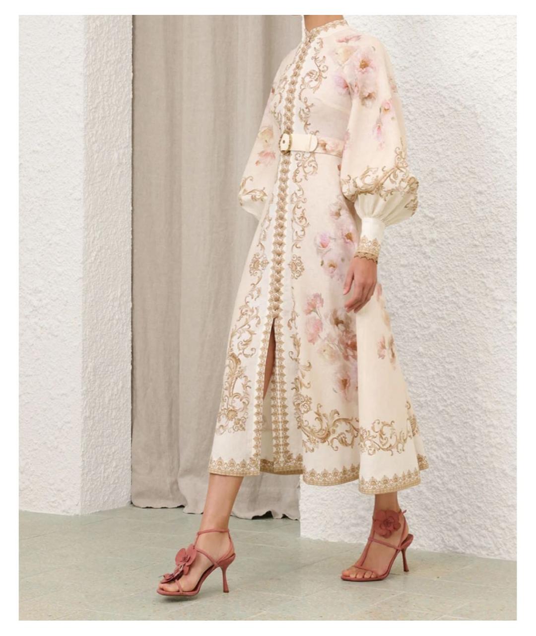 ZIMMERMANN Бежевое льняное вечернее платье, фото 3