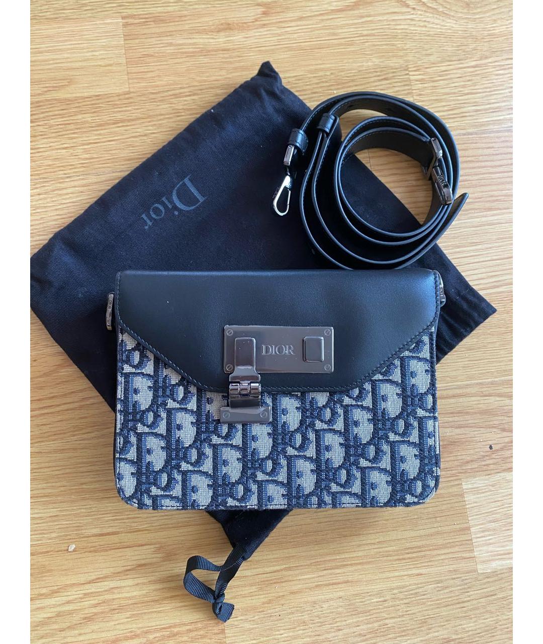 CHRISTIAN DIOR Темно-синяя жаккардовая сумка на плечо, фото 9