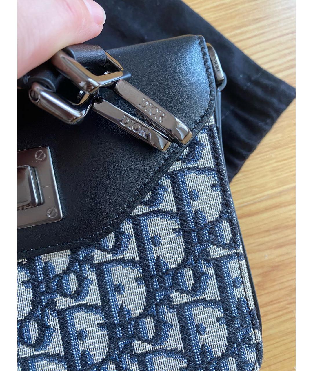 CHRISTIAN DIOR Темно-синяя жаккардовая сумка на плечо, фото 5