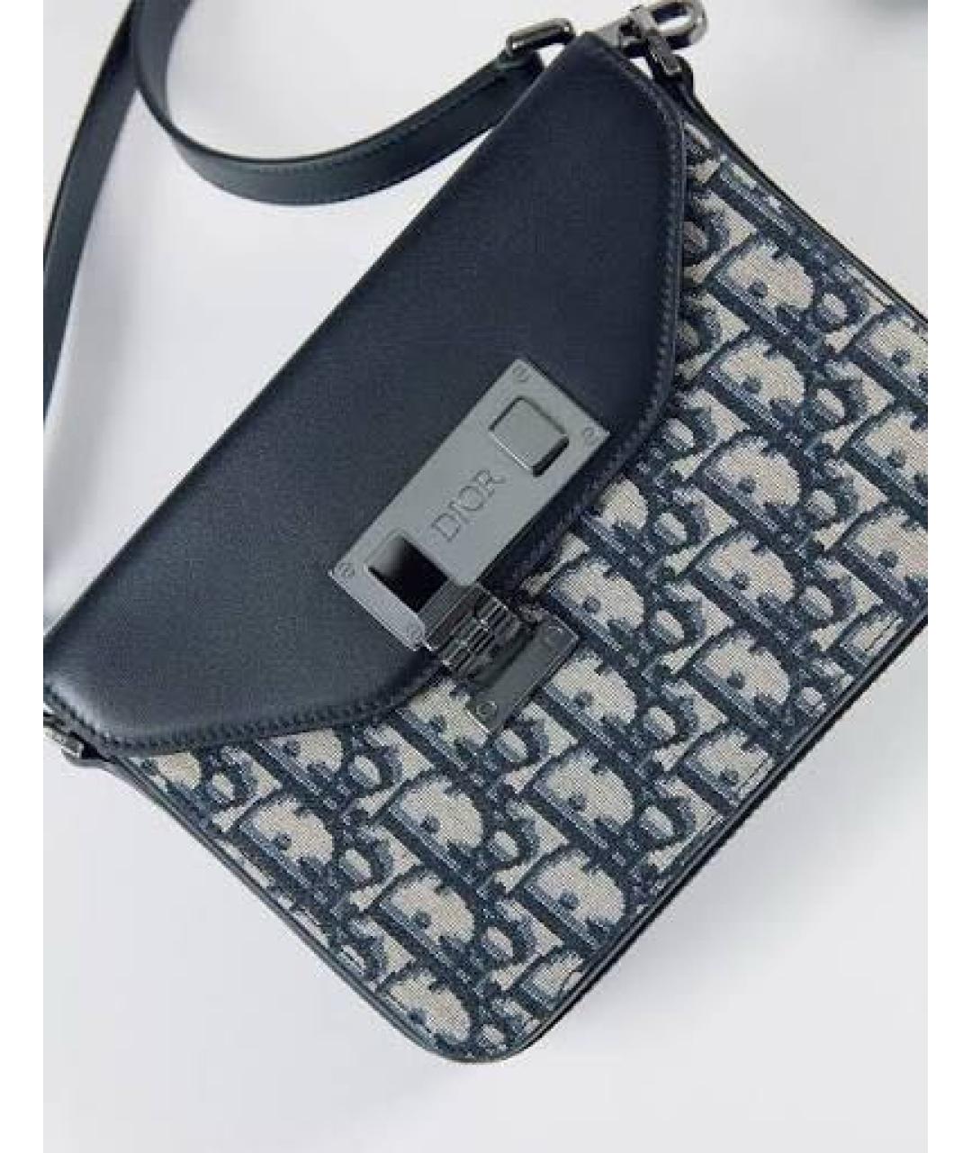 CHRISTIAN DIOR Темно-синяя жаккардовая сумка на плечо, фото 2