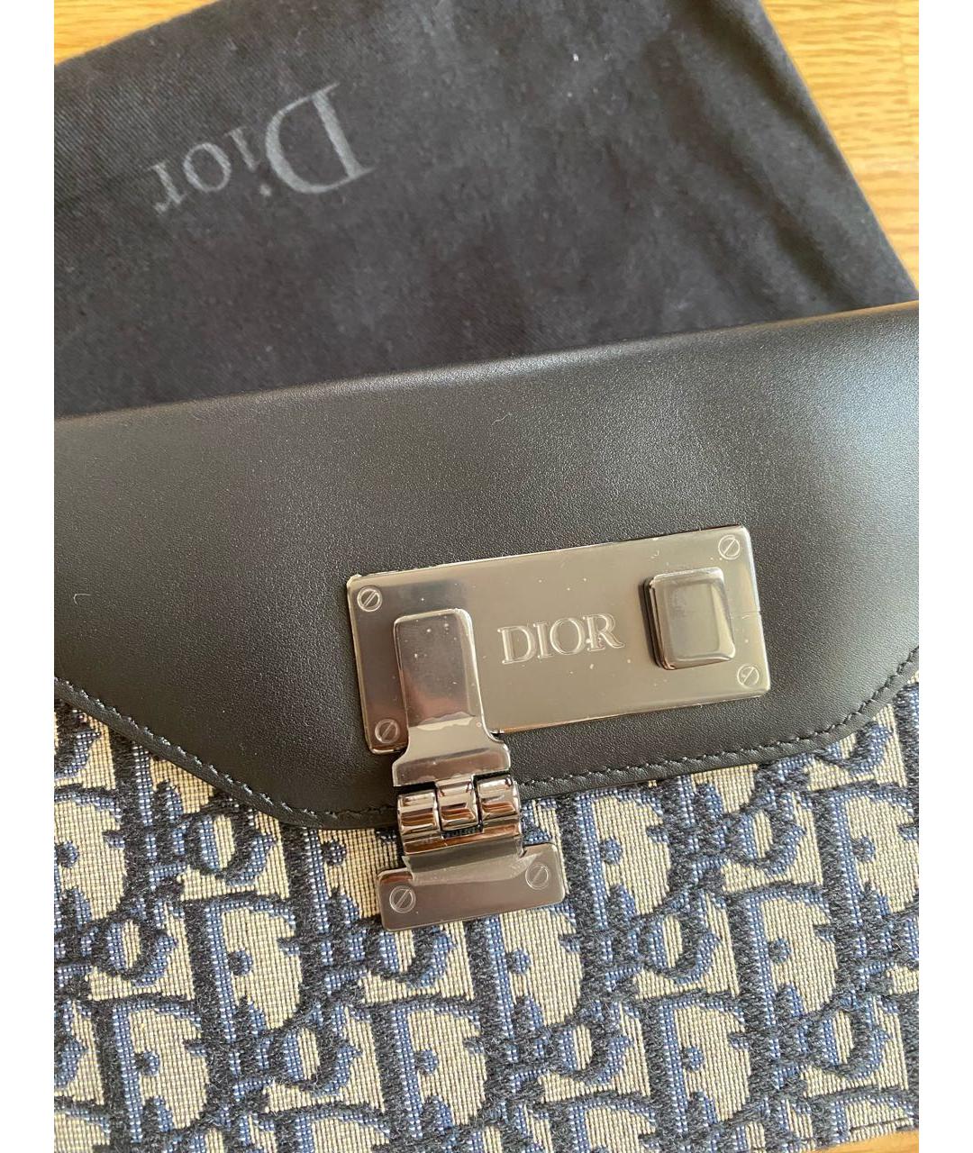 CHRISTIAN DIOR Темно-синяя жаккардовая сумка на плечо, фото 4