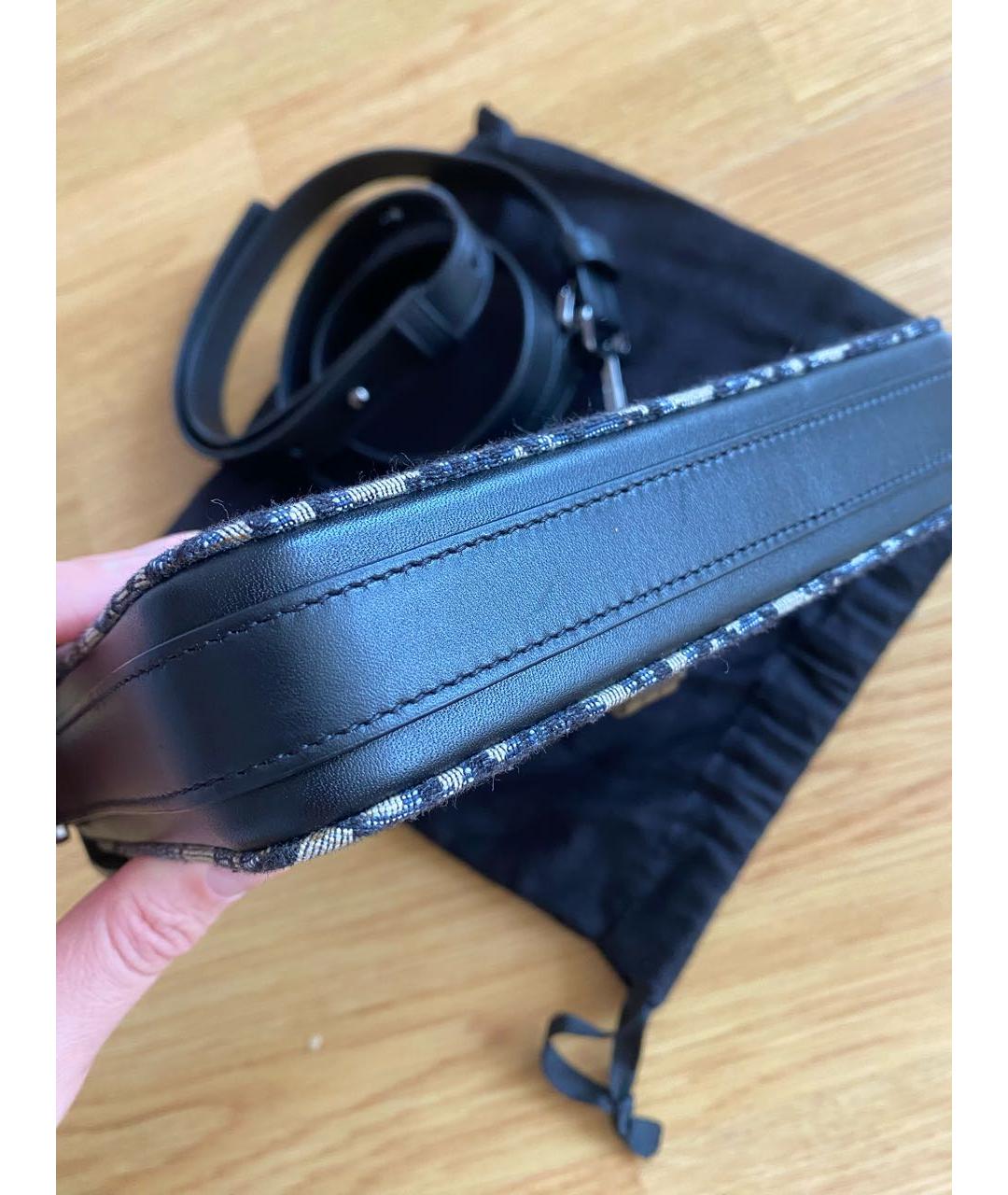 CHRISTIAN DIOR Темно-синяя жаккардовая сумка на плечо, фото 8