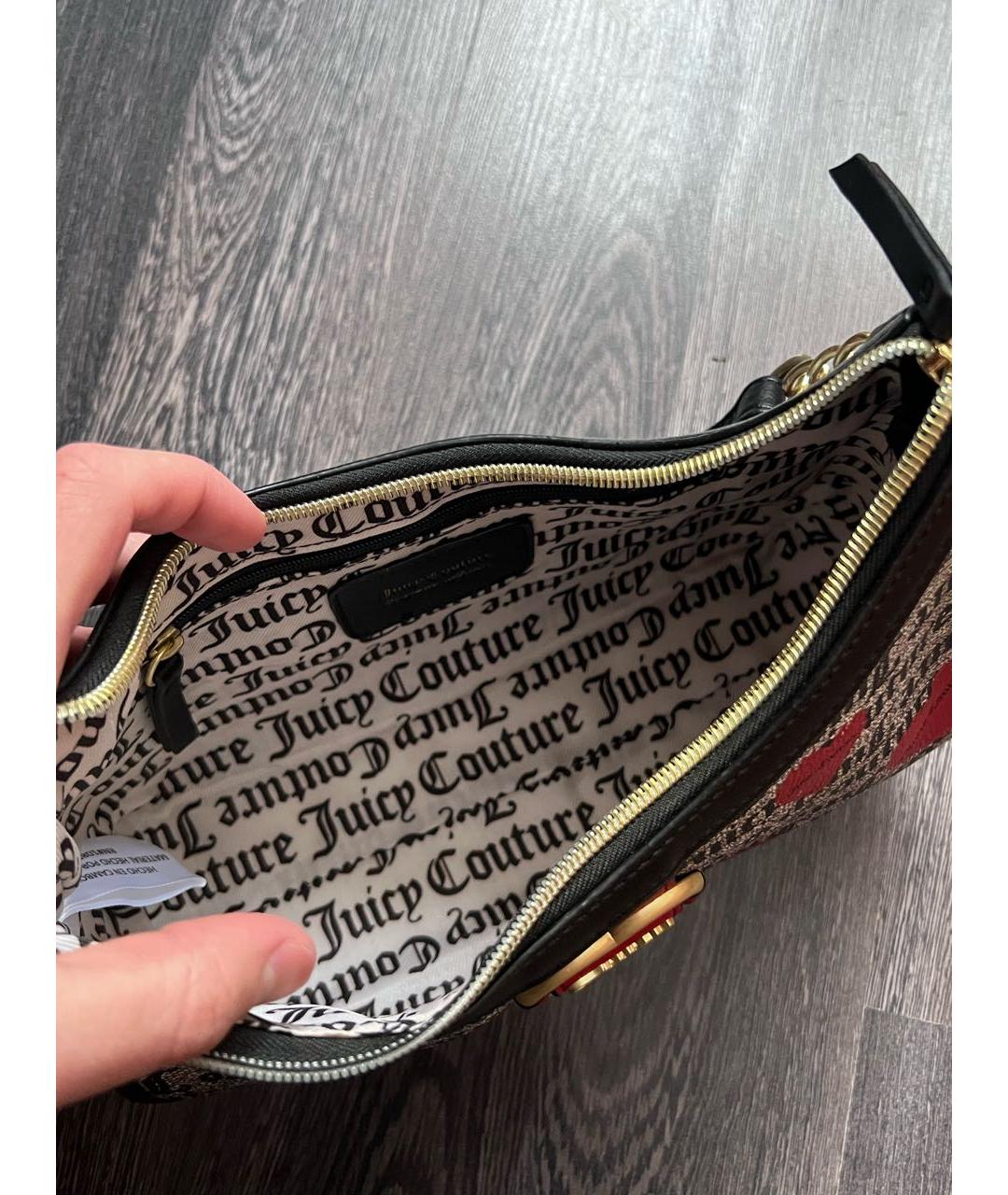 JUICY COUTURE Черная сумка с короткими ручками из искусственной кожи, фото 5