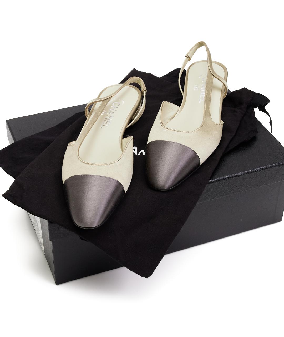 CHANEL Бежевые текстильные балетки, фото 6