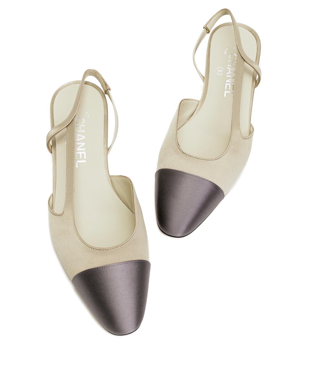 CHANEL Бежевые текстильные балетки, фото 3