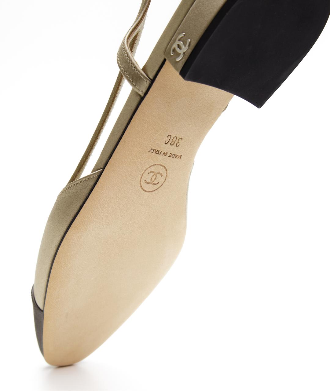 CHANEL Бежевые текстильные балетки, фото 5
