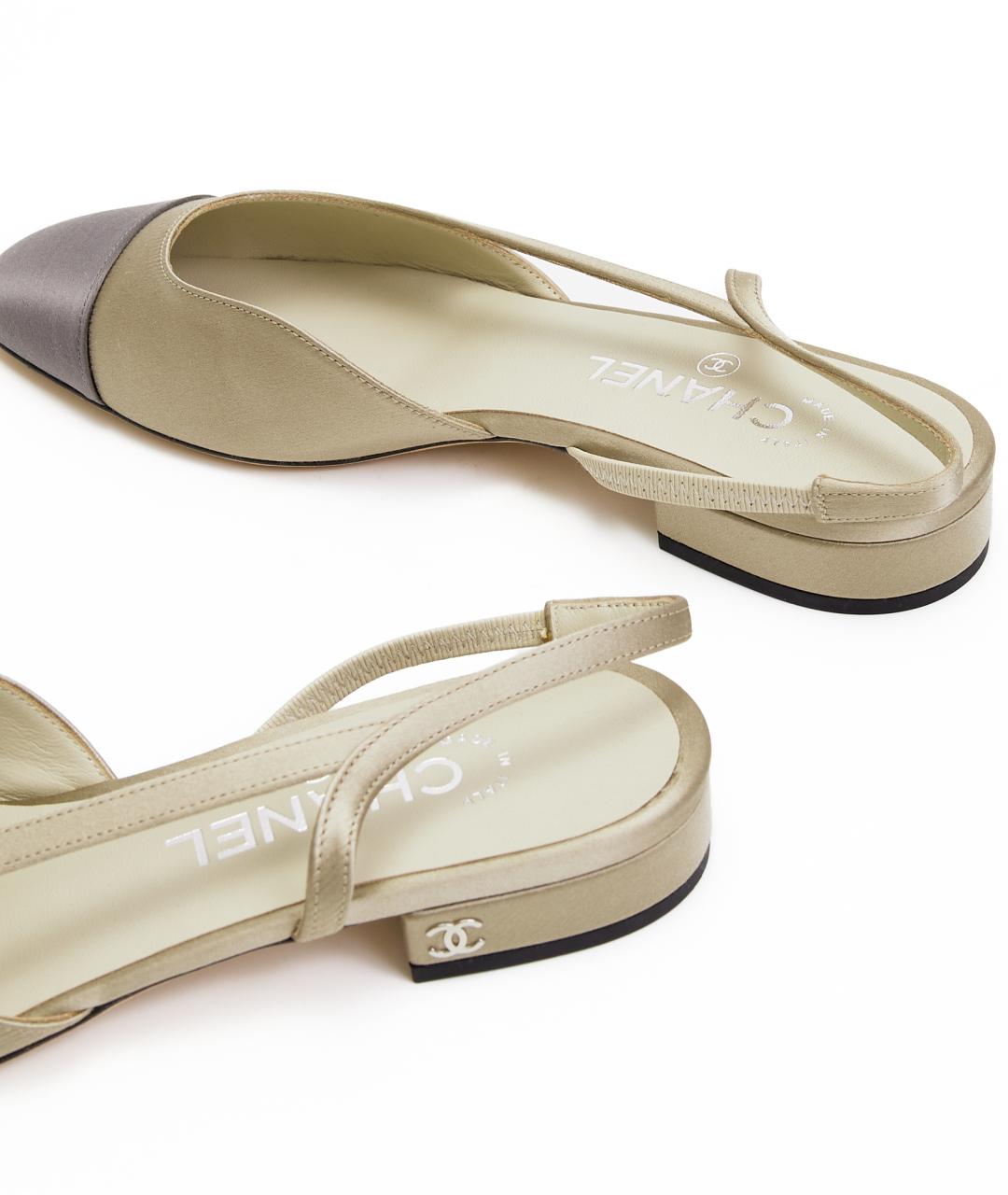CHANEL Бежевые текстильные балетки, фото 4