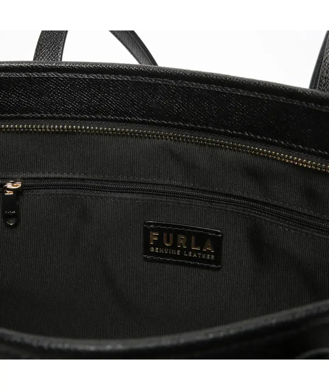 FURLA Черная кожаная сумка тоут, фото 3