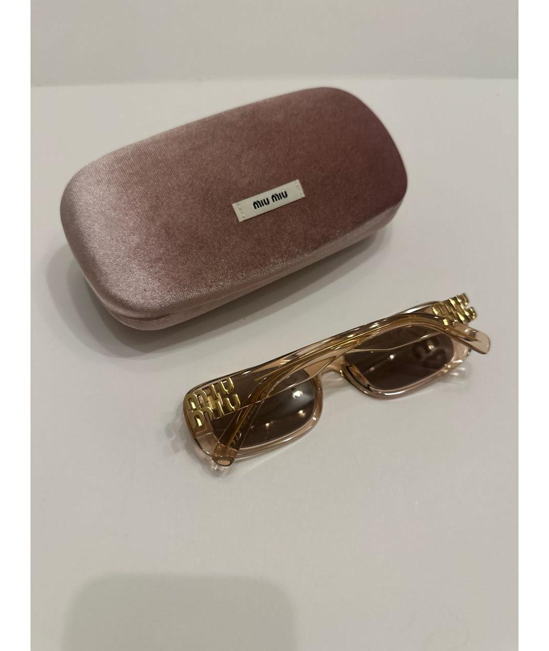 MIU MIU Розовые пластиковые солнцезащитные очки, фото 4