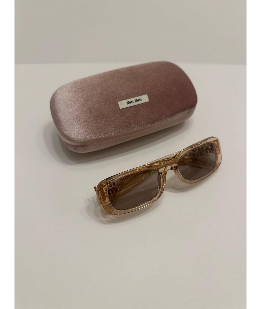 MIU MIU Розовые пластиковые солнцезащитные очки, фото 5