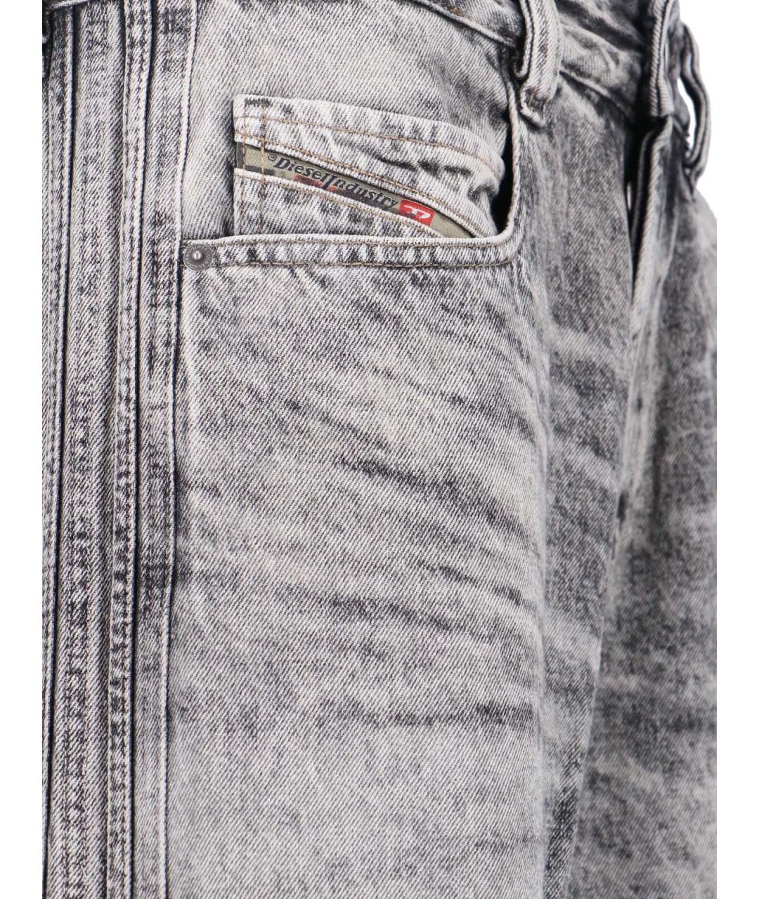 DIESEL Серые хлопковые прямые джинсы, фото 4