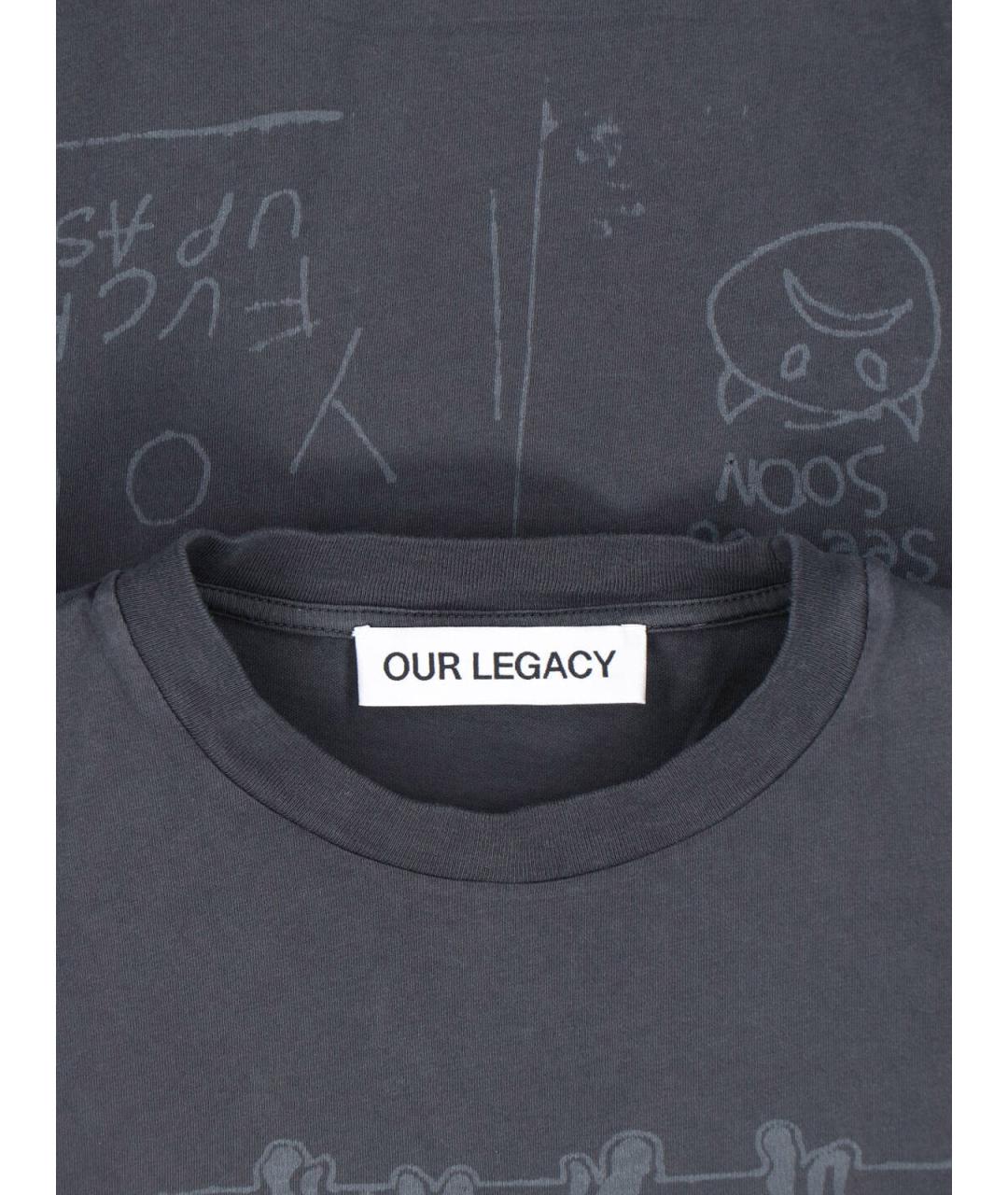 OUR LEGACY Серая хлопковая футболка, фото 3