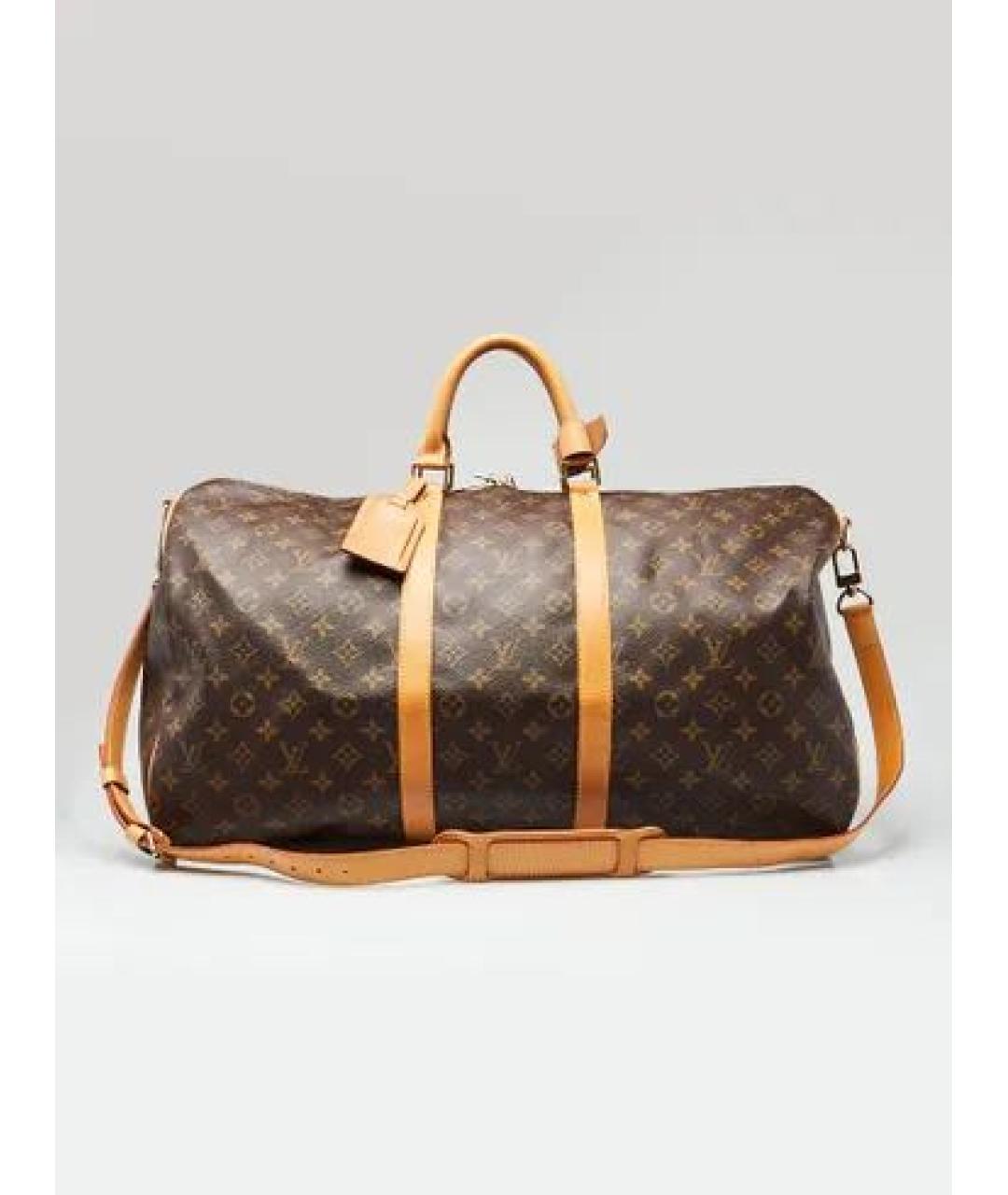 LOUIS VUITTON Коричневая кожаная дорожная/спортивная сумка, фото 7