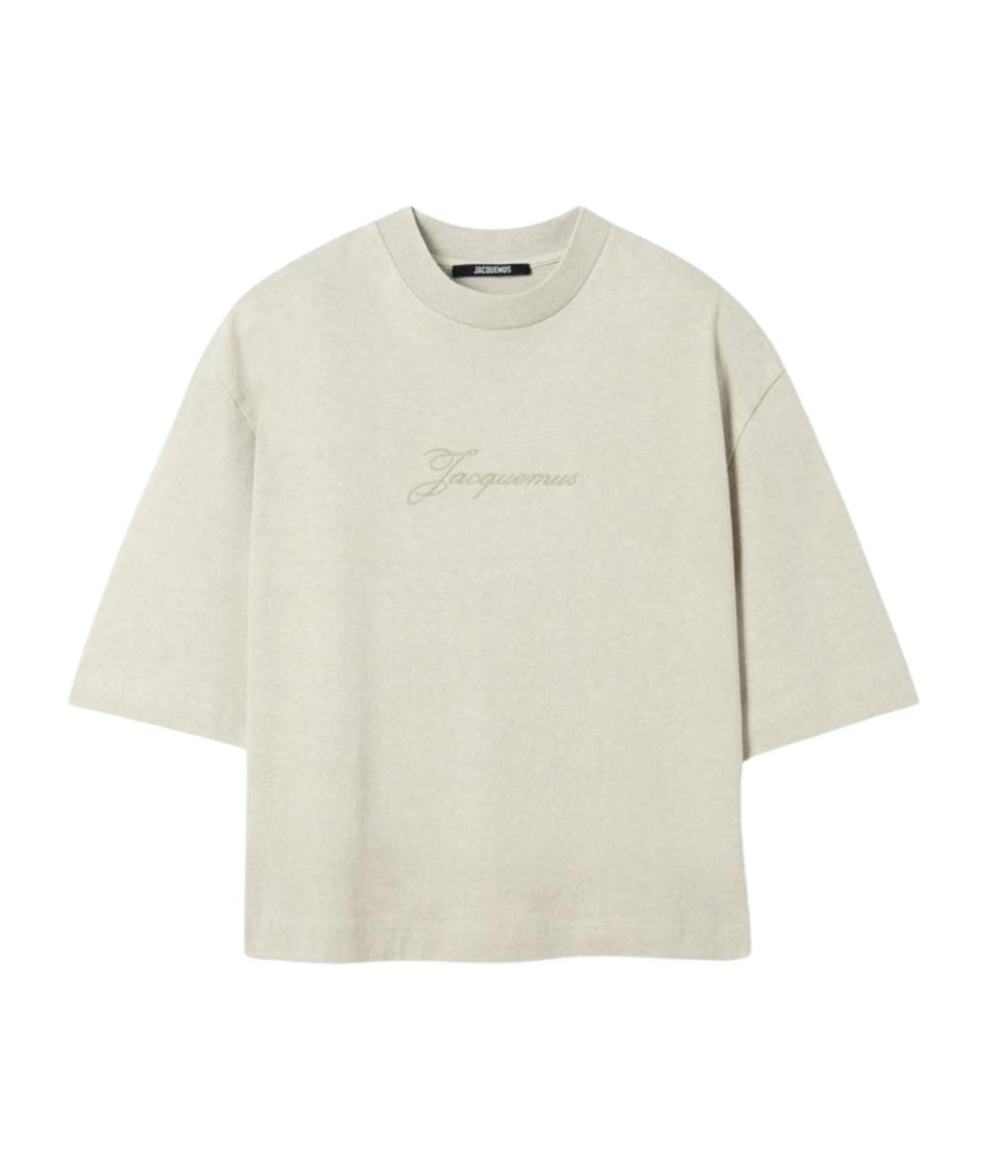 JACQUEMUS Серая хлопковая футболка, фото 1