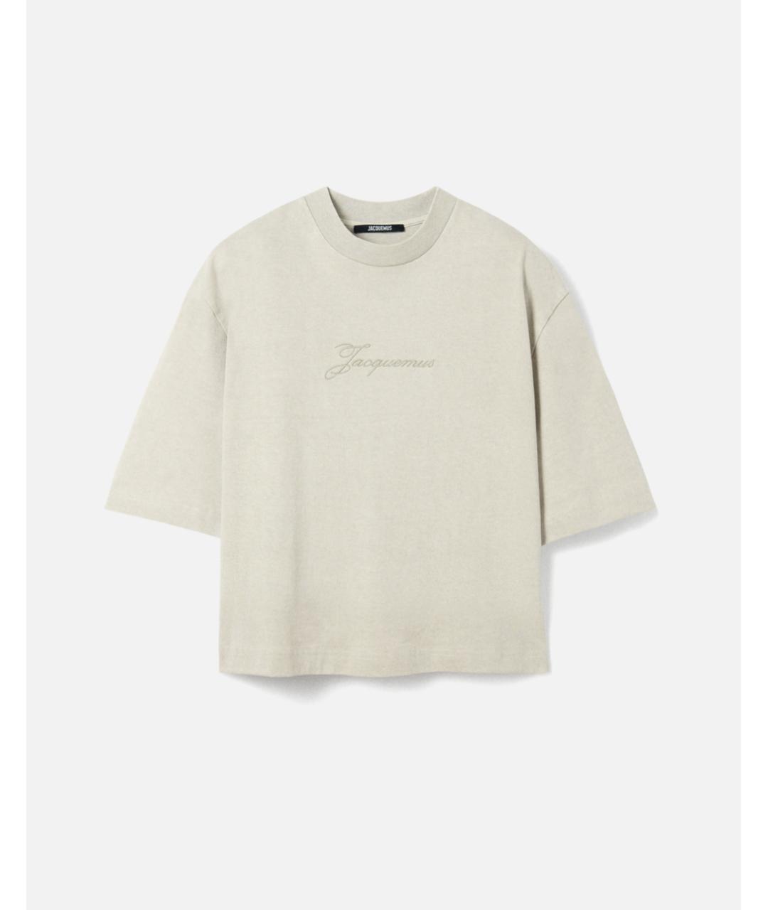 JACQUEMUS Серая хлопковая футболка, фото 7