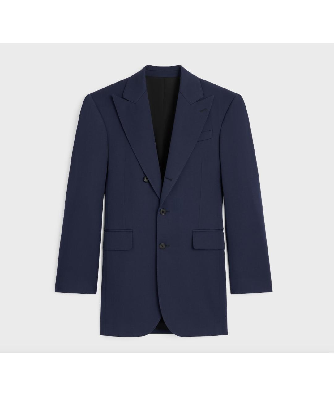 CELINE Синий шерстяной жакет/пиджак, фото 9