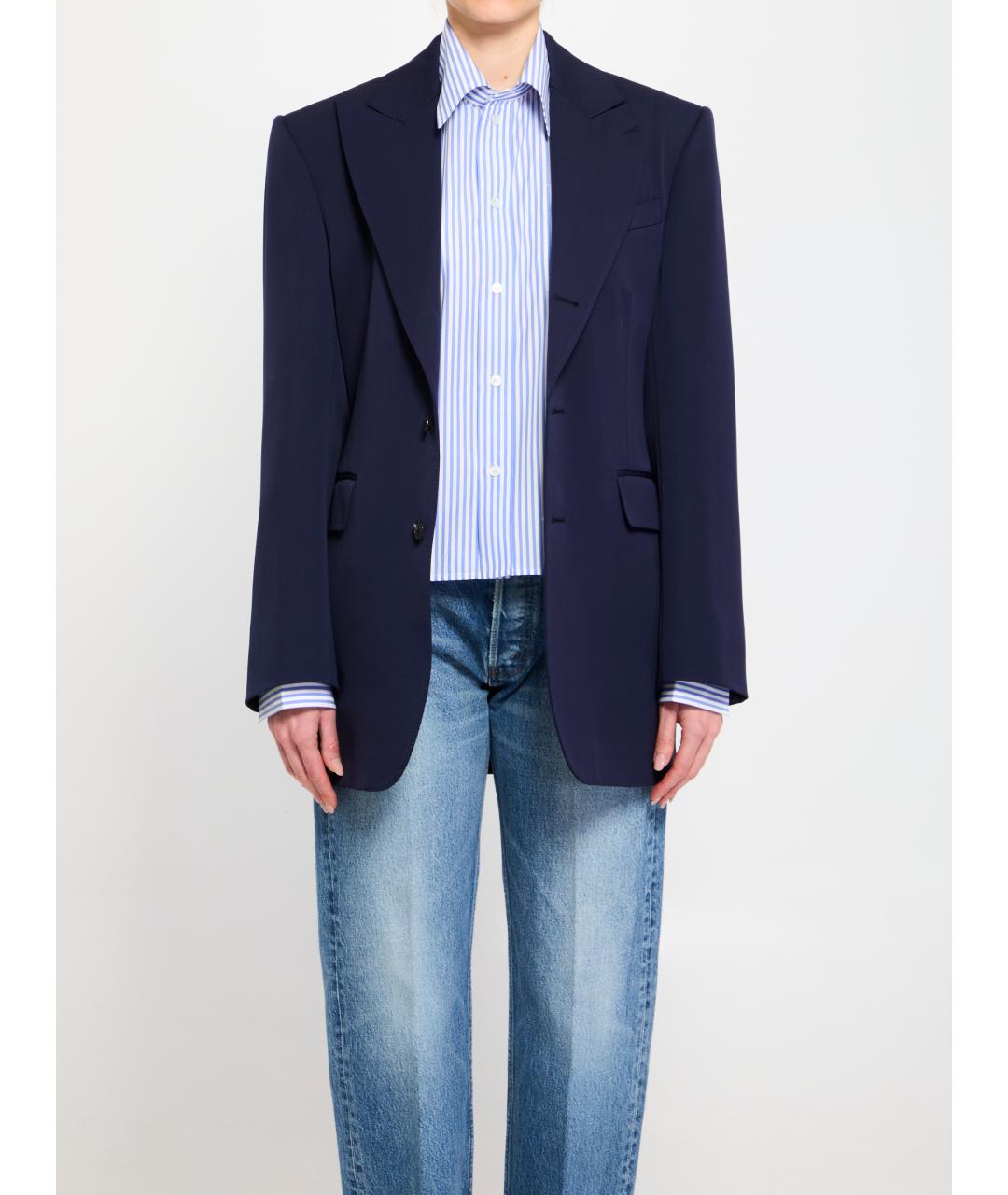 CELINE Синий шерстяной жакет/пиджак, фото 2