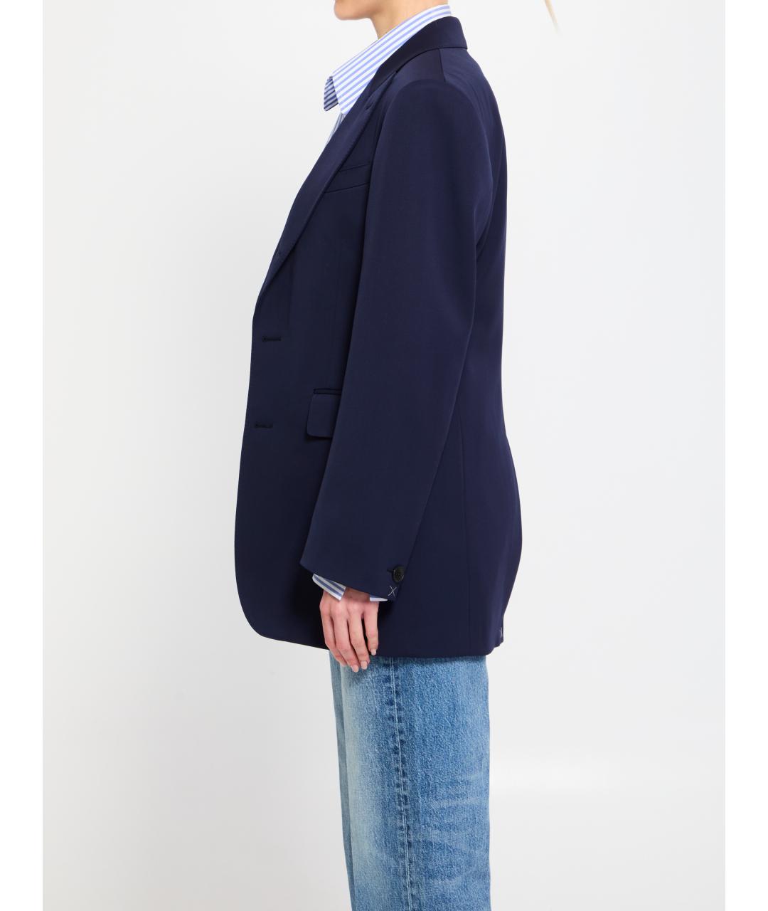 CELINE Синий шерстяной жакет/пиджак, фото 4