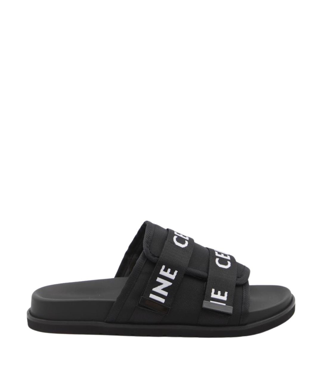 CELINE Черные текстильные шлепанцы, фото 1