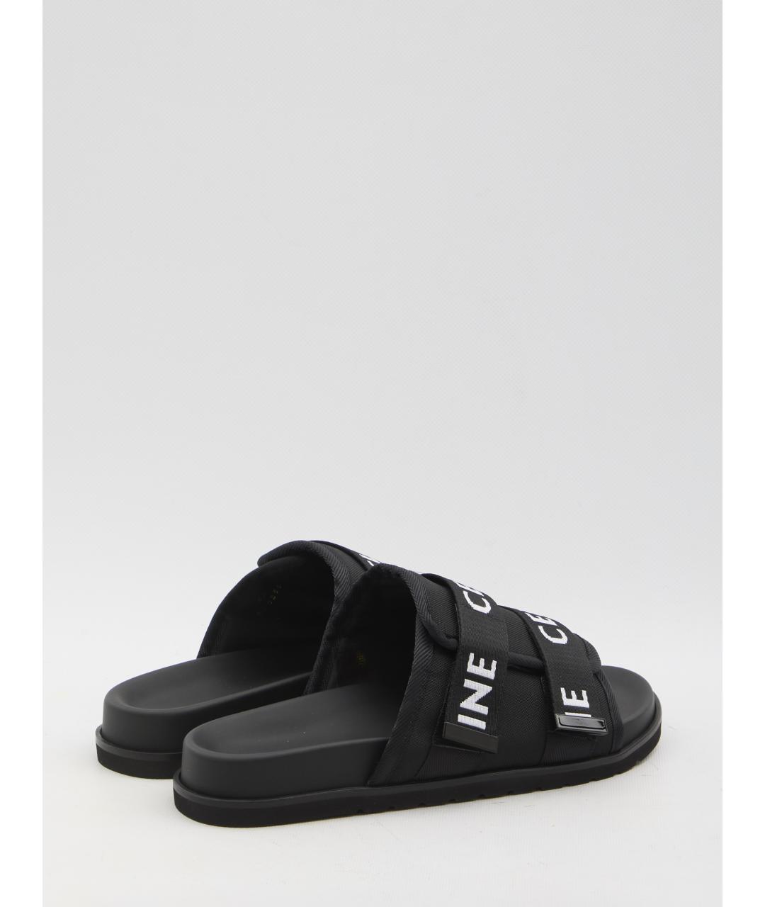 CELINE Черные текстильные шлепанцы, фото 3