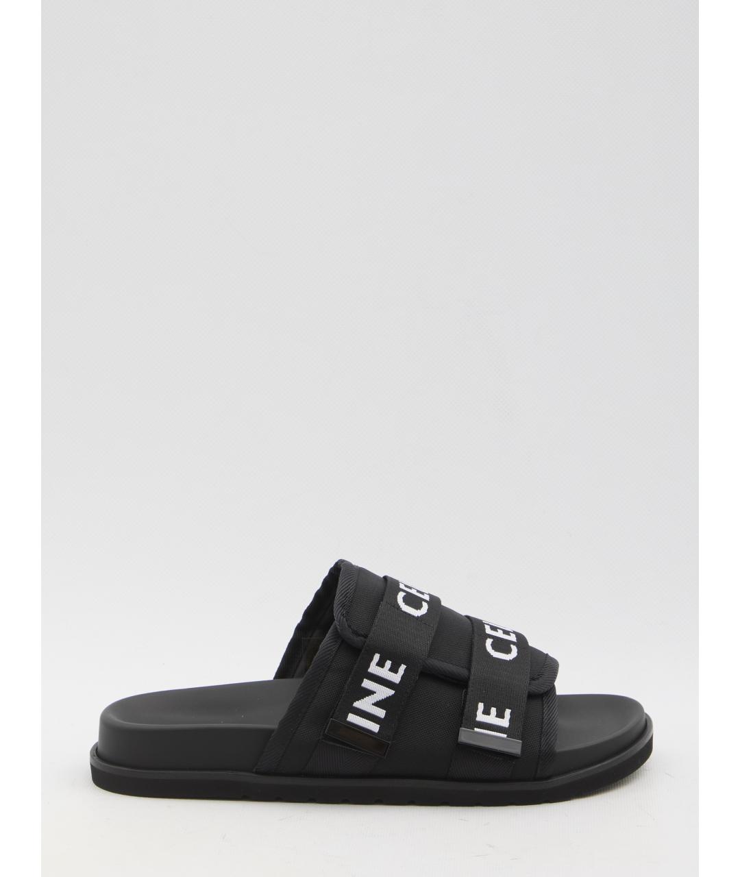 CELINE Черные текстильные шлепанцы, фото 6