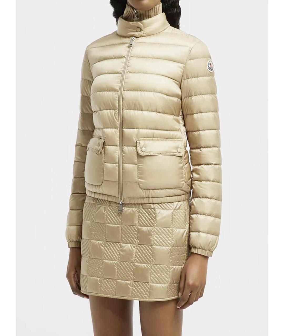 MONCLER Бежевая полиамидовая куртка, фото 2