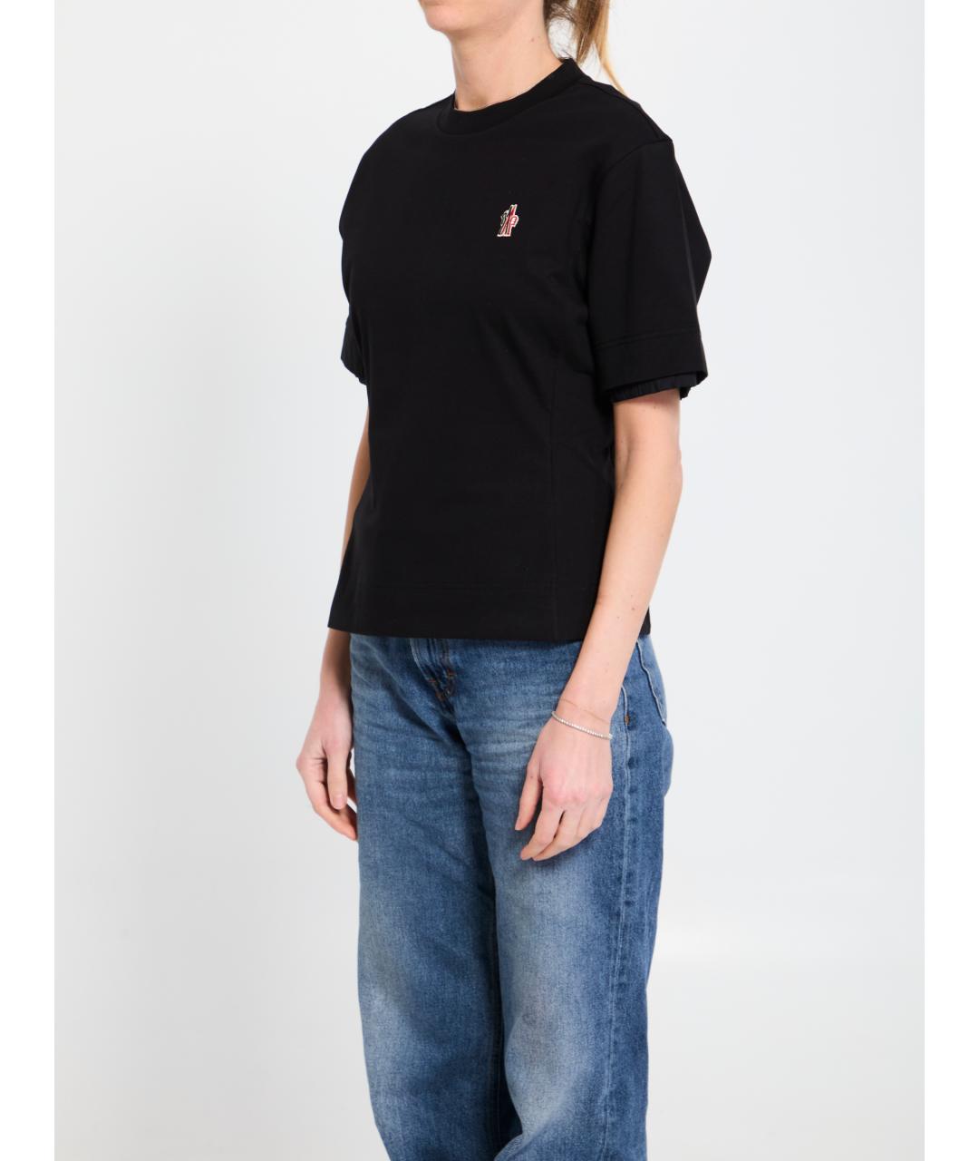 MONCLER GRENOBLE Черная хлопковая футболка, фото 2