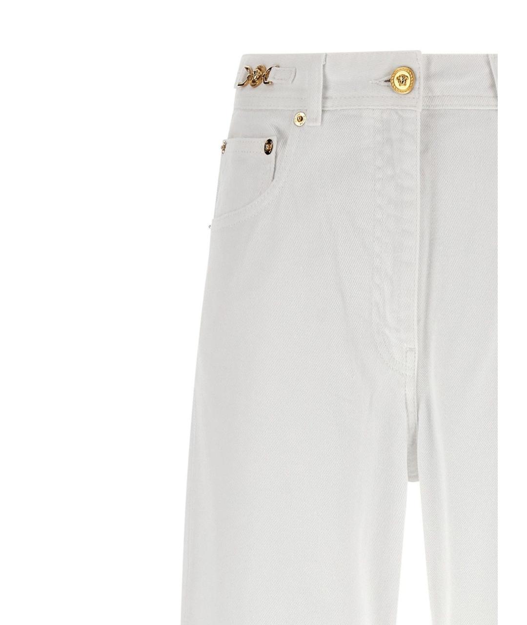 VERSACE Белые хлопковые прямые джинсы, фото 3