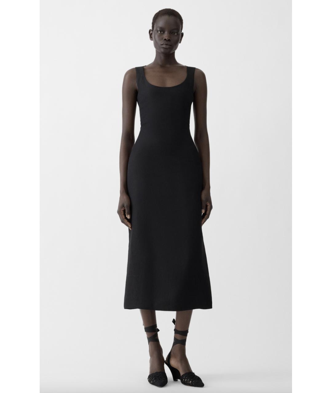 JACQUEMUS Черное льняное повседневное платье, фото 2