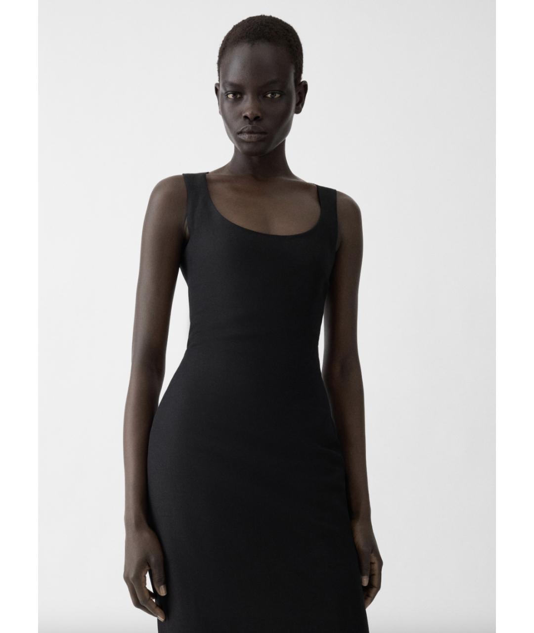 JACQUEMUS Черное льняное повседневное платье, фото 4