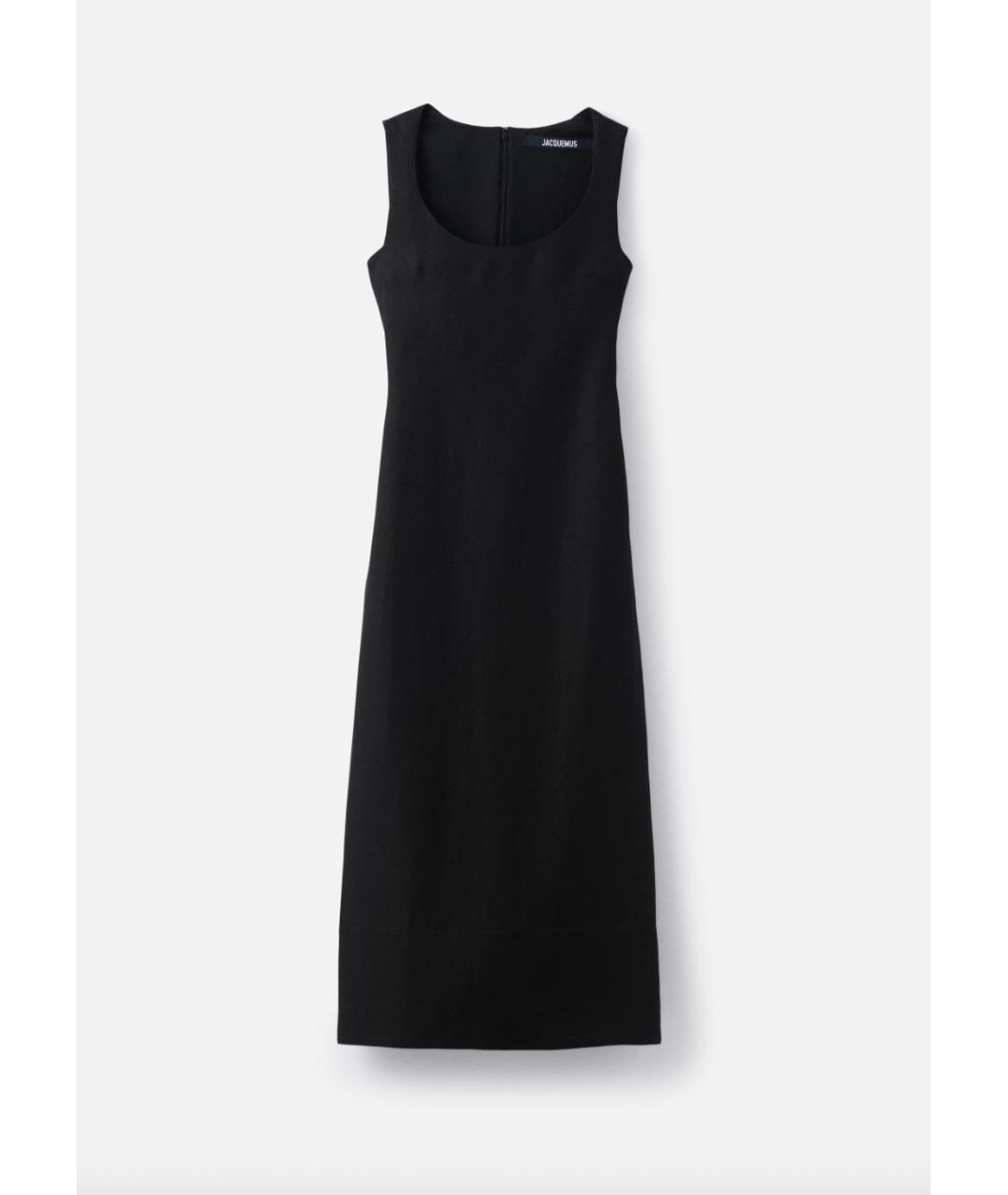 JACQUEMUS Черное льняное повседневное платье, фото 7