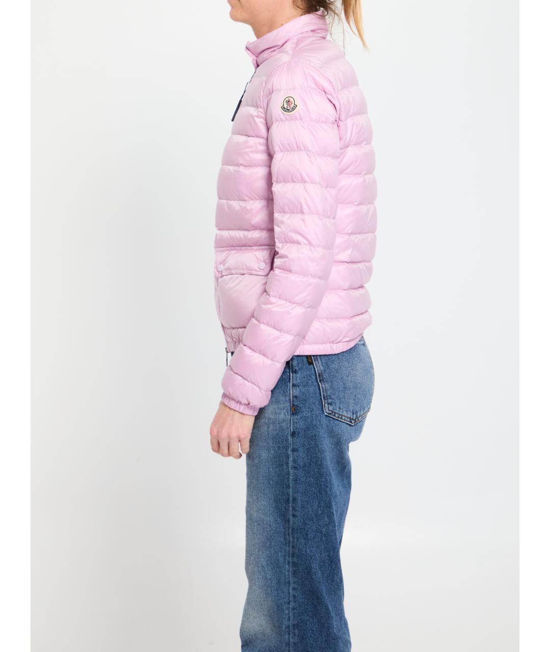 MONCLER Розовый полиамидовый пуховик, фото 3