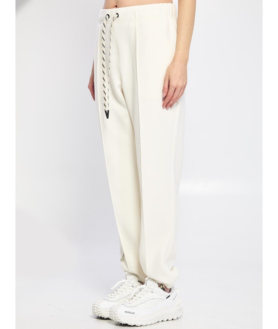MONCLER GRENOBLE Белые полиэстеровые прямые брюки, фото 2