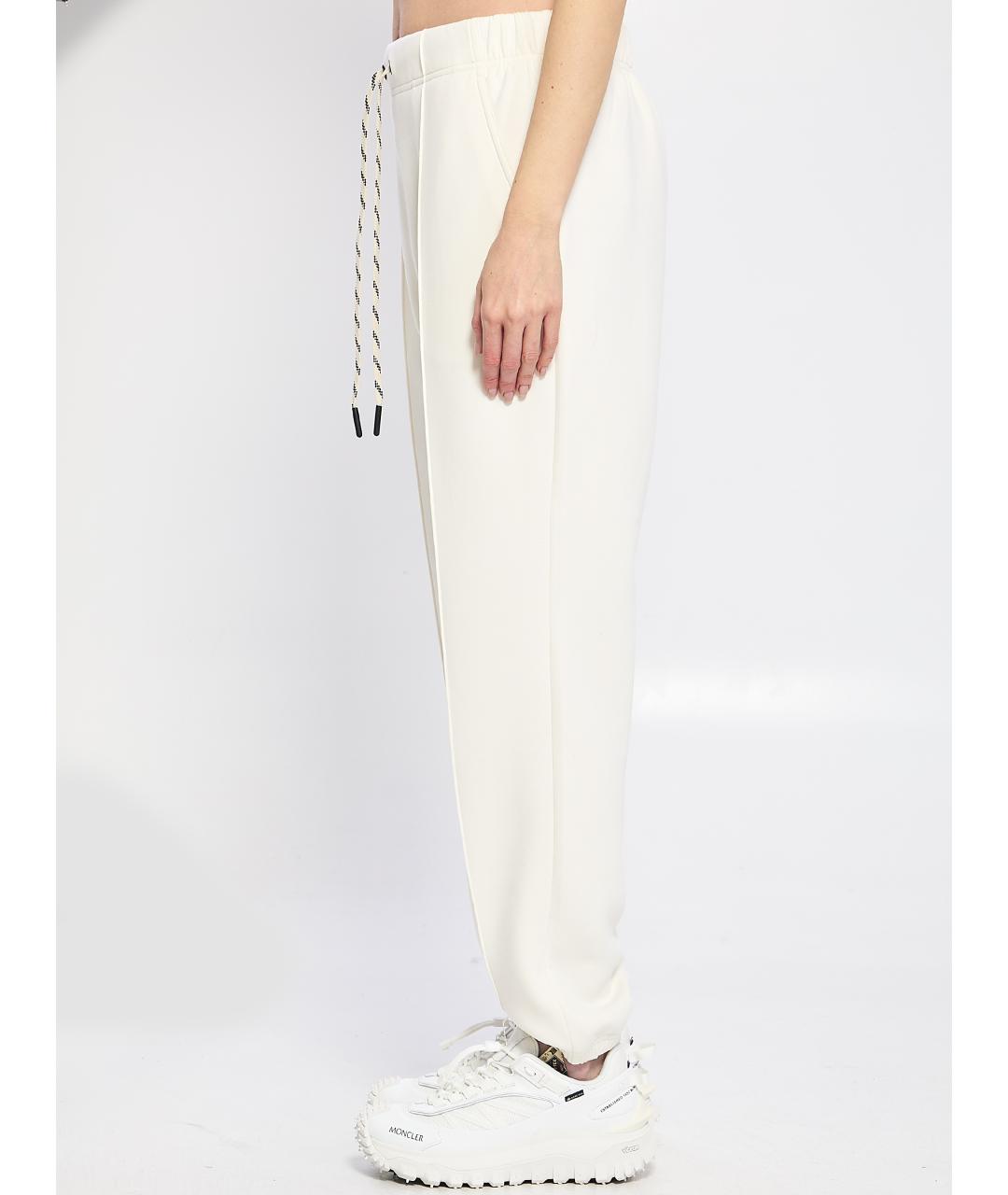 MONCLER GRENOBLE Белые полиэстеровые прямые брюки, фото 3