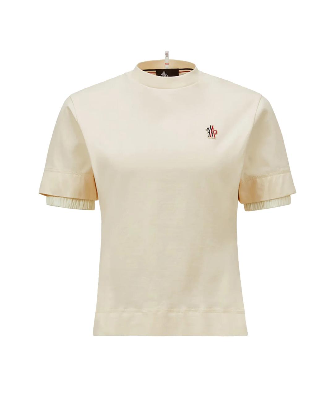MONCLER GRENOBLE Бежевая хлопковая футболка, фото 1