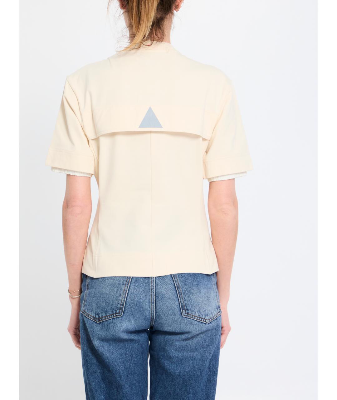 MONCLER GRENOBLE Бежевая хлопковая футболка, фото 3