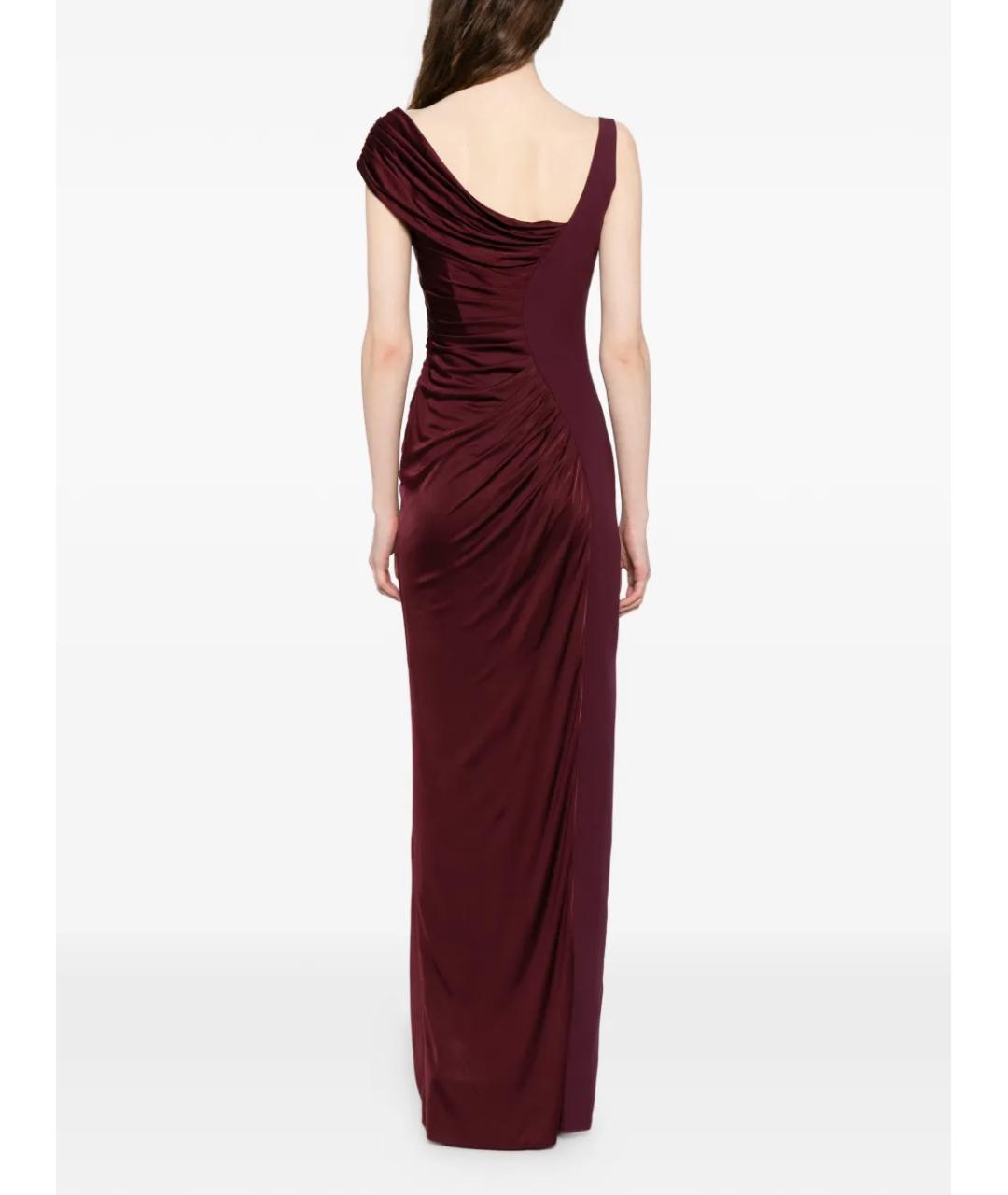 VERSACE Бордовое вискозное коктейльное платье, фото 7