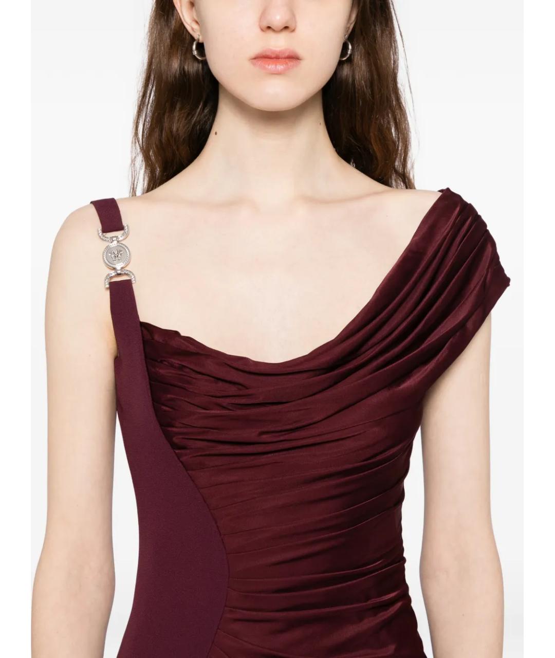 VERSACE Бордовое вискозное коктейльное платье, фото 8