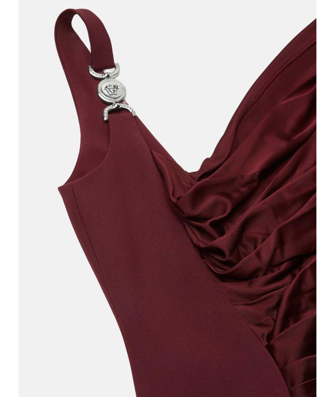 VERSACE Бордовое вискозное коктейльное платье, фото 4