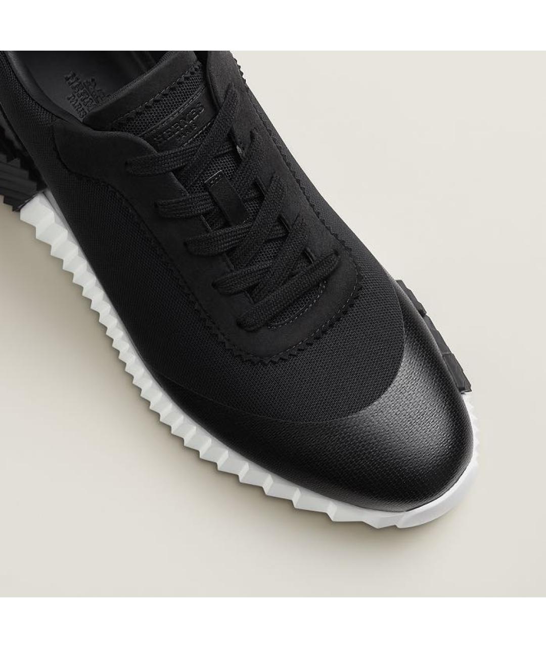 HERMES Черные текстильные низкие кроссовки / кеды, фото 6