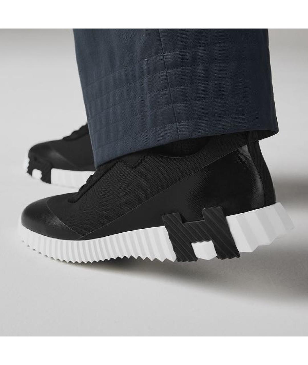 HERMES Черные текстильные низкие кроссовки / кеды, фото 3