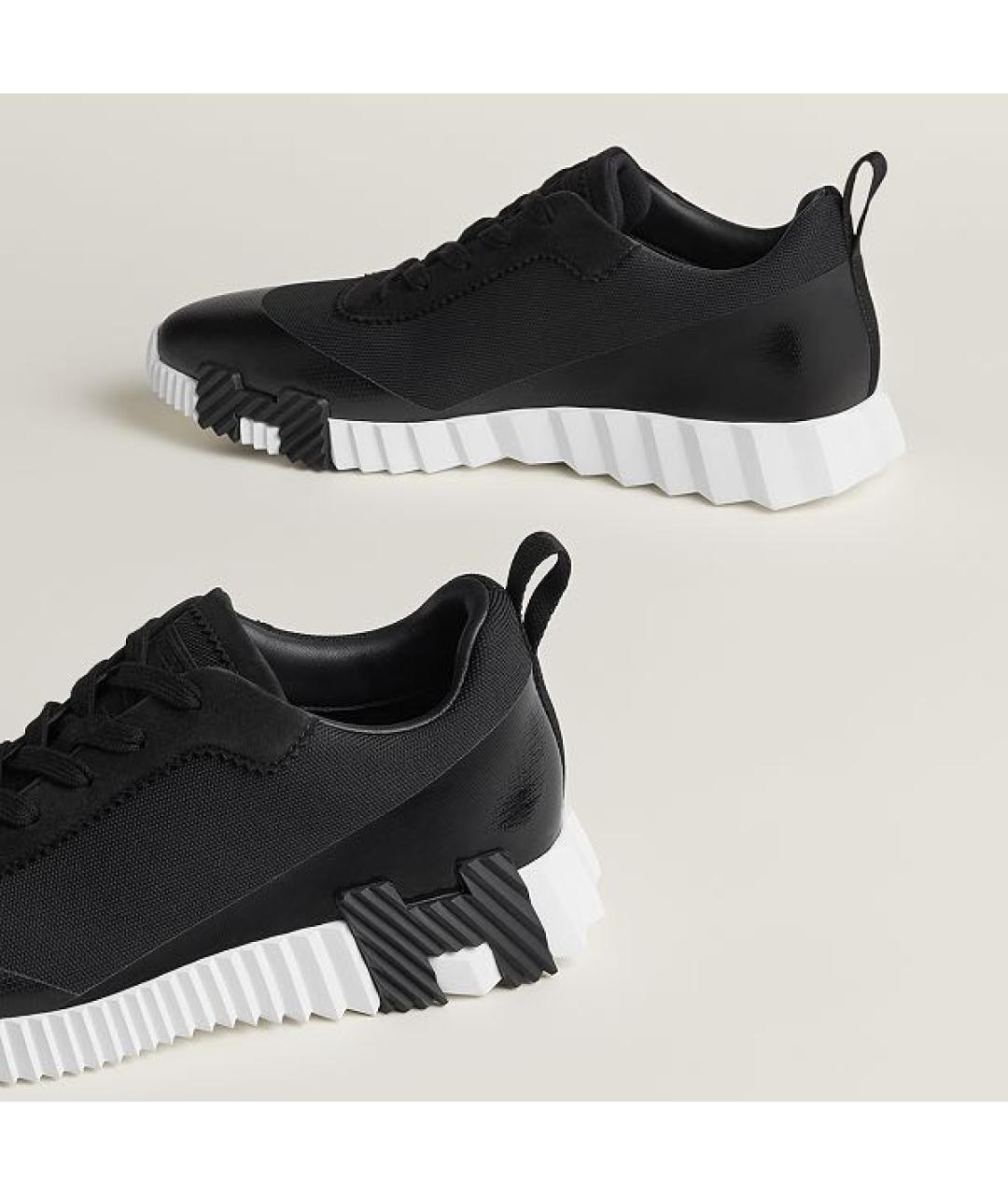 HERMES Черные текстильные низкие кроссовки / кеды, фото 5