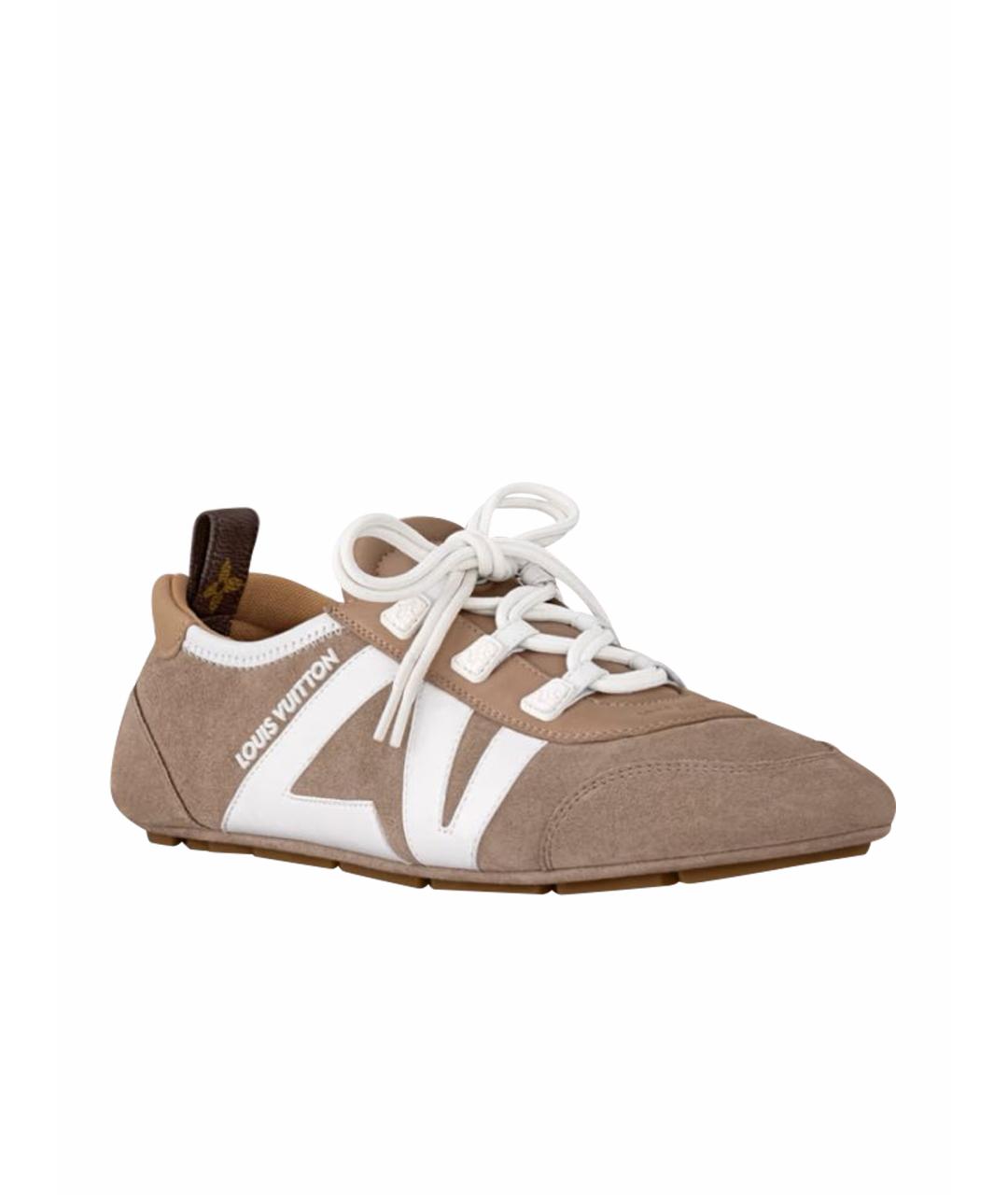 LOUIS VUITTON Бежевые замшевые кроссовки, фото 1
