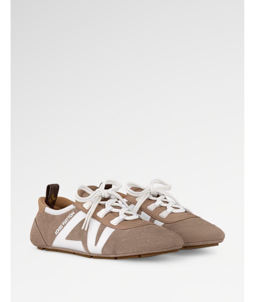 LOUIS VUITTON Бежевые замшевые кроссовки, фото 6