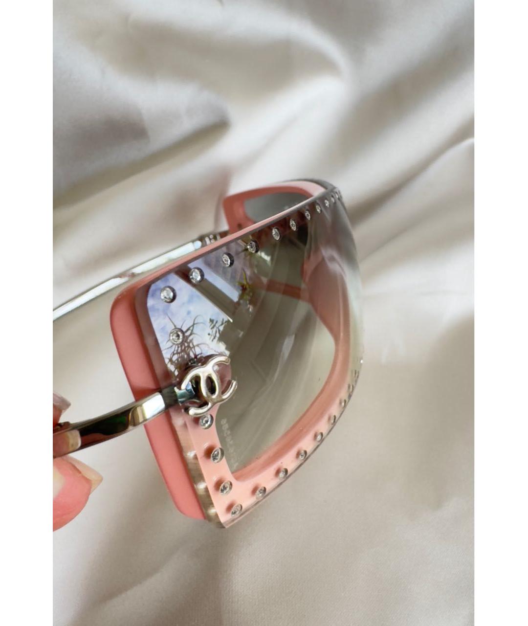CHANEL Розовые пластиковые солнцезащитные очки, фото 3