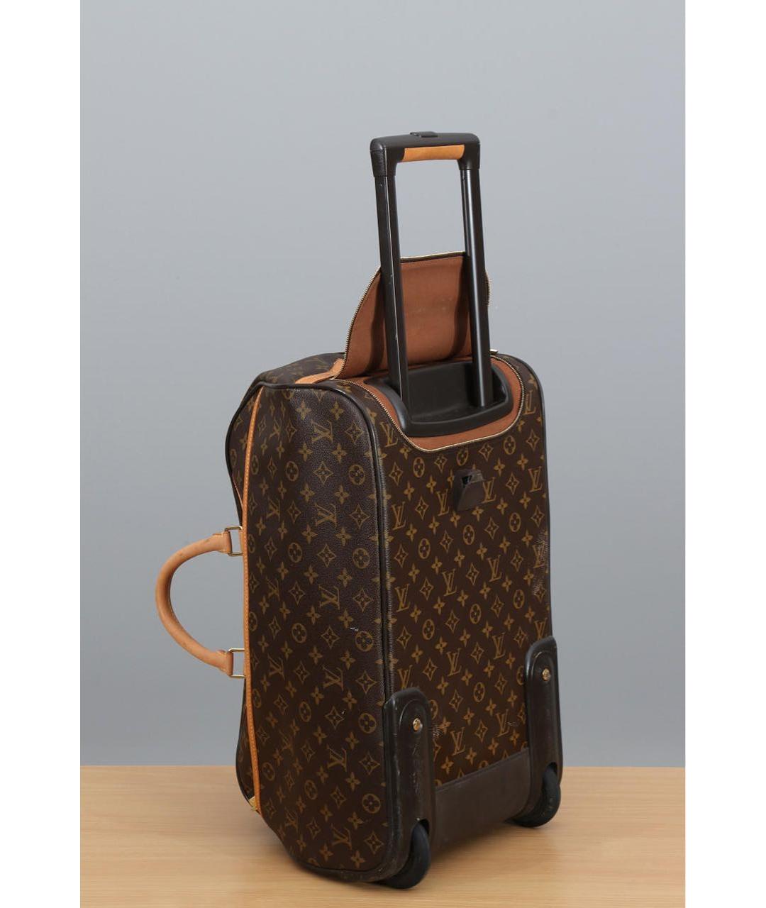 LOUIS VUITTON Коричневый кожаный чемодан, фото 5